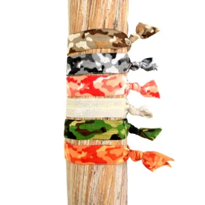 6 Pack Neutral Camo Print Hair Ties