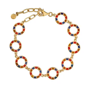 Lapis, Tigers Eye, and Carnelian All Around Dash Circle 18Kt Bracelet