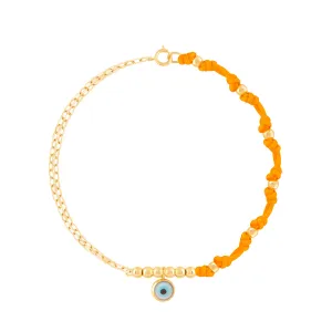 Orange Eye and Orb Chain Bracelet