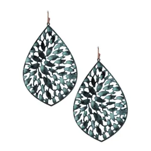 Patina Teardrop Filigree Chandelier Earrings