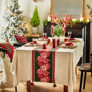 Scarlett Custom Christmas Red Floral Print Table Runner