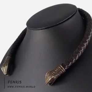 Viking Torc Bronze Snake Brown Leather | Fenris